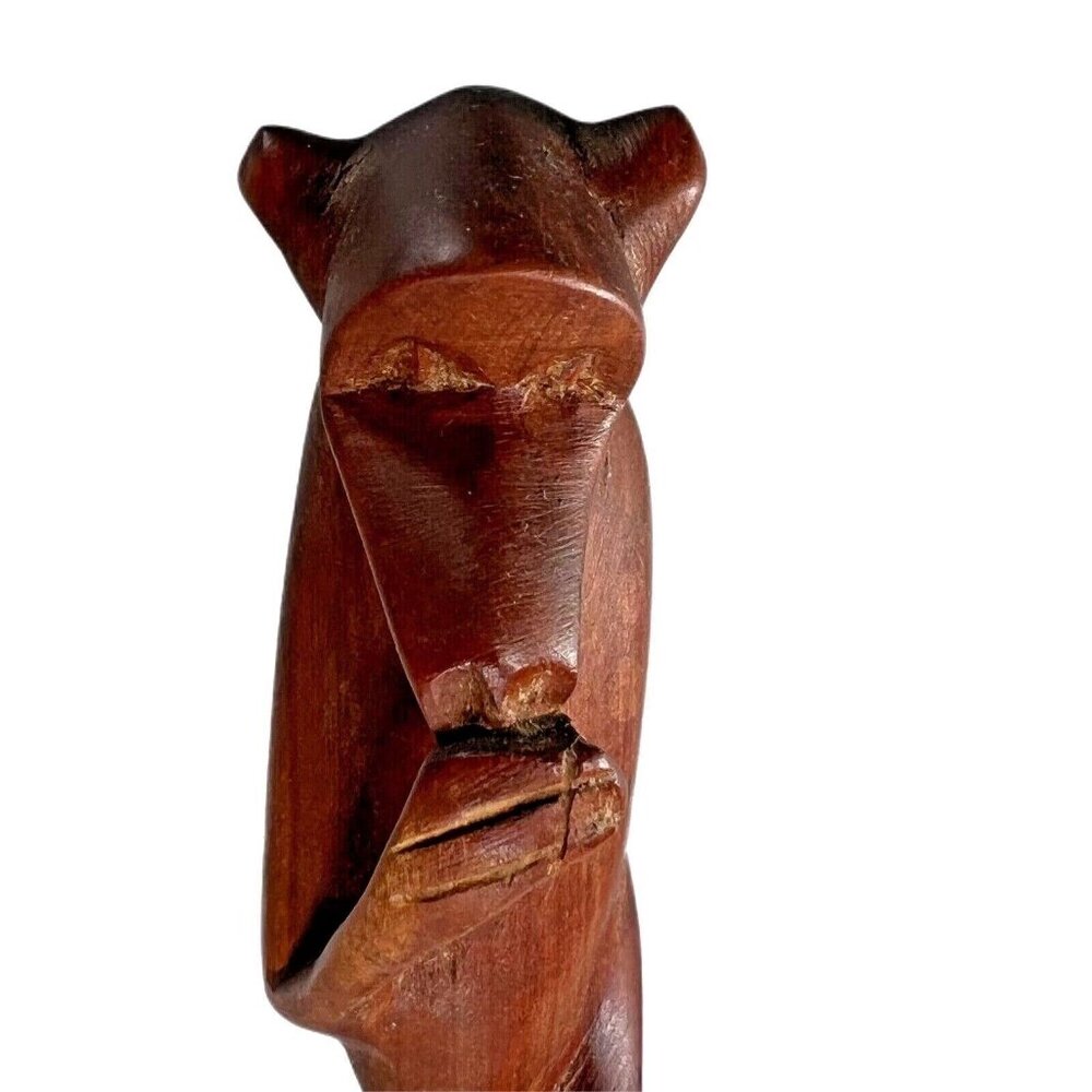 Vtg Hand Carved Wood Monkey Figurine Statue Totem Head Tribal Art READ - Picture 2 of 10